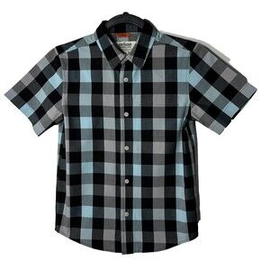 Urban Pipeline Shirt Boy’s M Max Wear Plaid Cotton Blend Button Up Short Sleeved